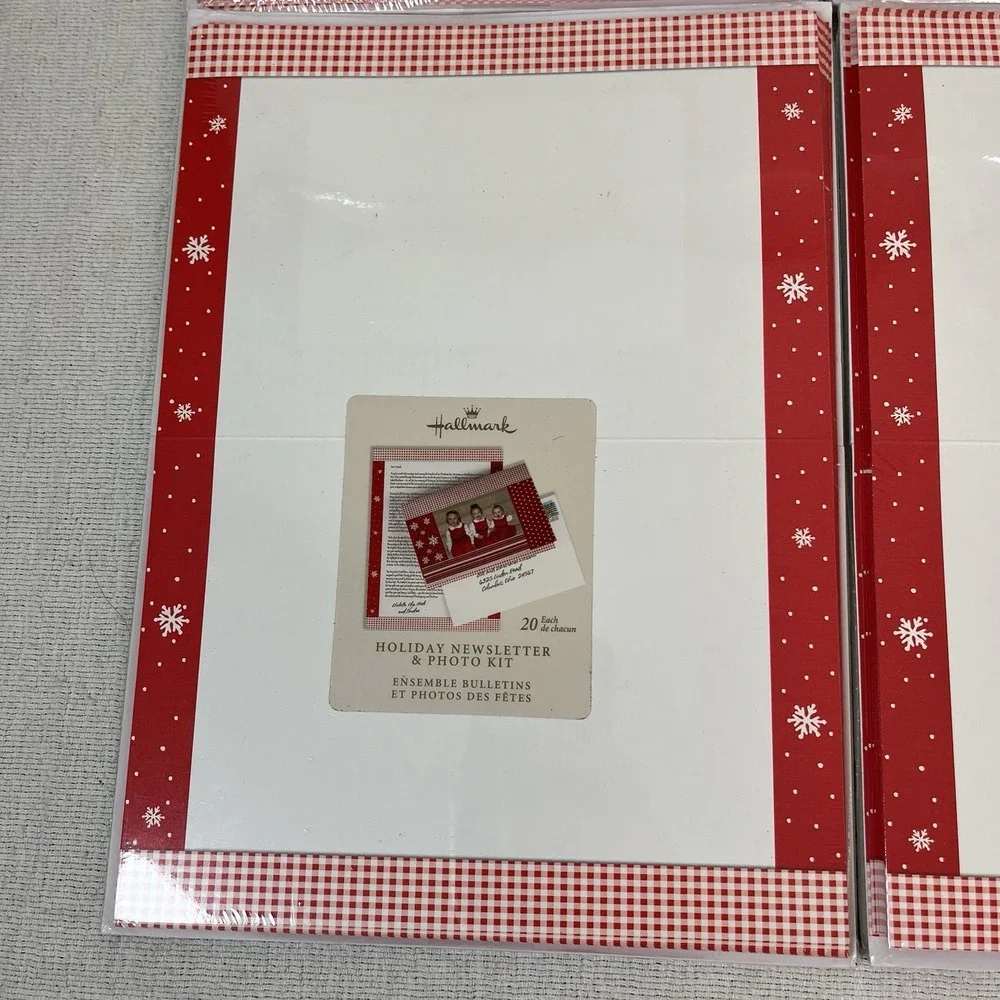 Hallmark Holiday Newsletter Photo Kit 80ct Red Gingham Snowflake Stationery NOS